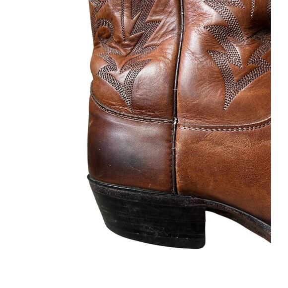 Vintage Brown Leather Western Cowboy Boots Stitch Snip Toe Men\'s Size 10 main image 6